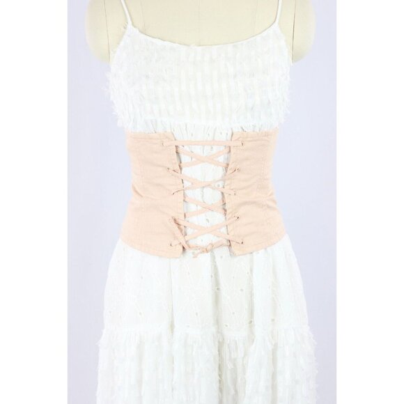 Aritzia WILFRED Audra Camille Pink Cotton Denim Cropped Waist Corset, Size XXS - Picture 8 of 13